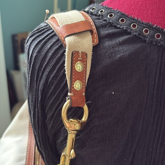 Coach Y2K mini bag  shoulder bag  nylon canvas white/ saddle brown leather trim - Picture 12 of 17